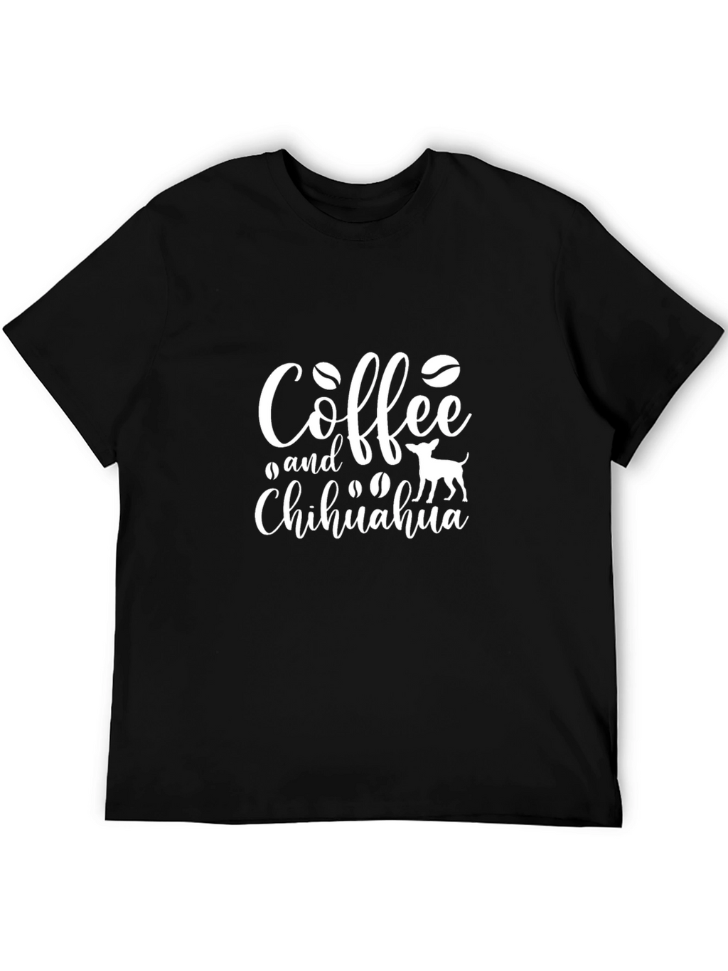 Coffee and Chihuahua Graphic Tee - Black Cotton Blend