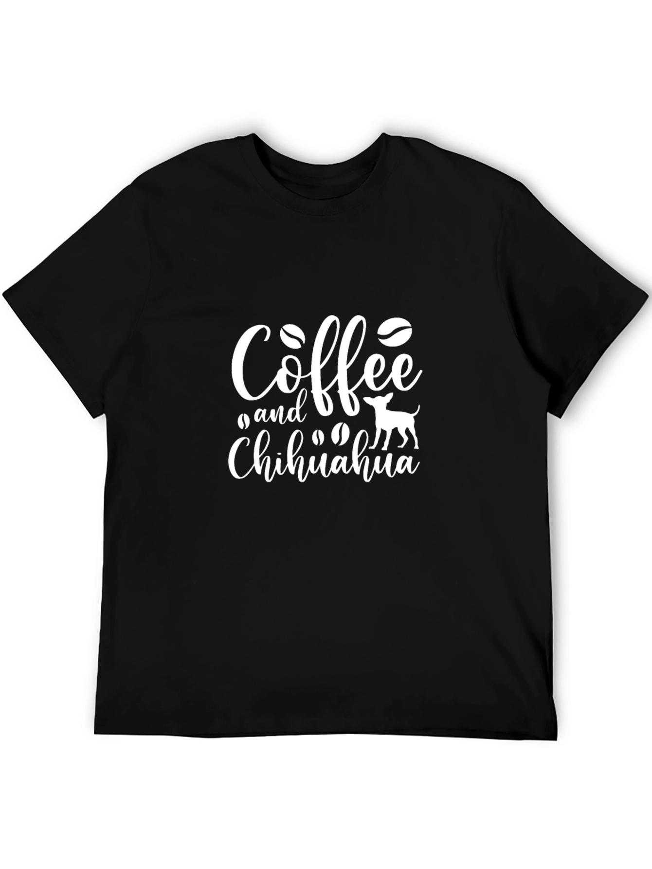 Coffee and Chihuahua Graphic Tee - Black Cotton Blend