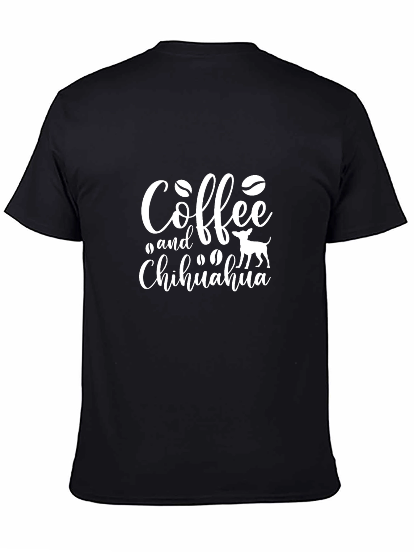 Coffee and Chihuahua Graphic Tee - Black Cotton Blend