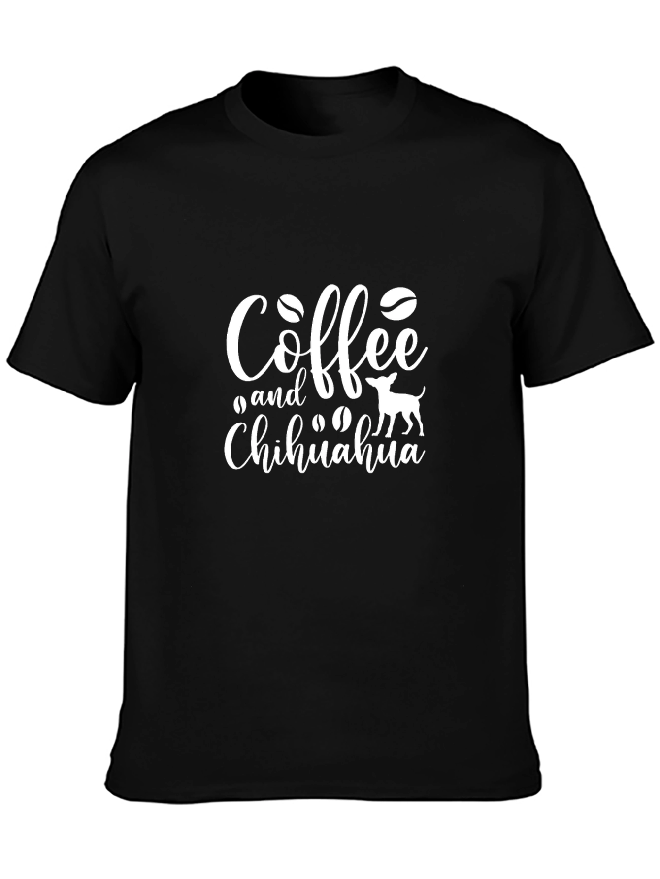 Coffee and Chihuahua Graphic Tee - Black Cotton Blend