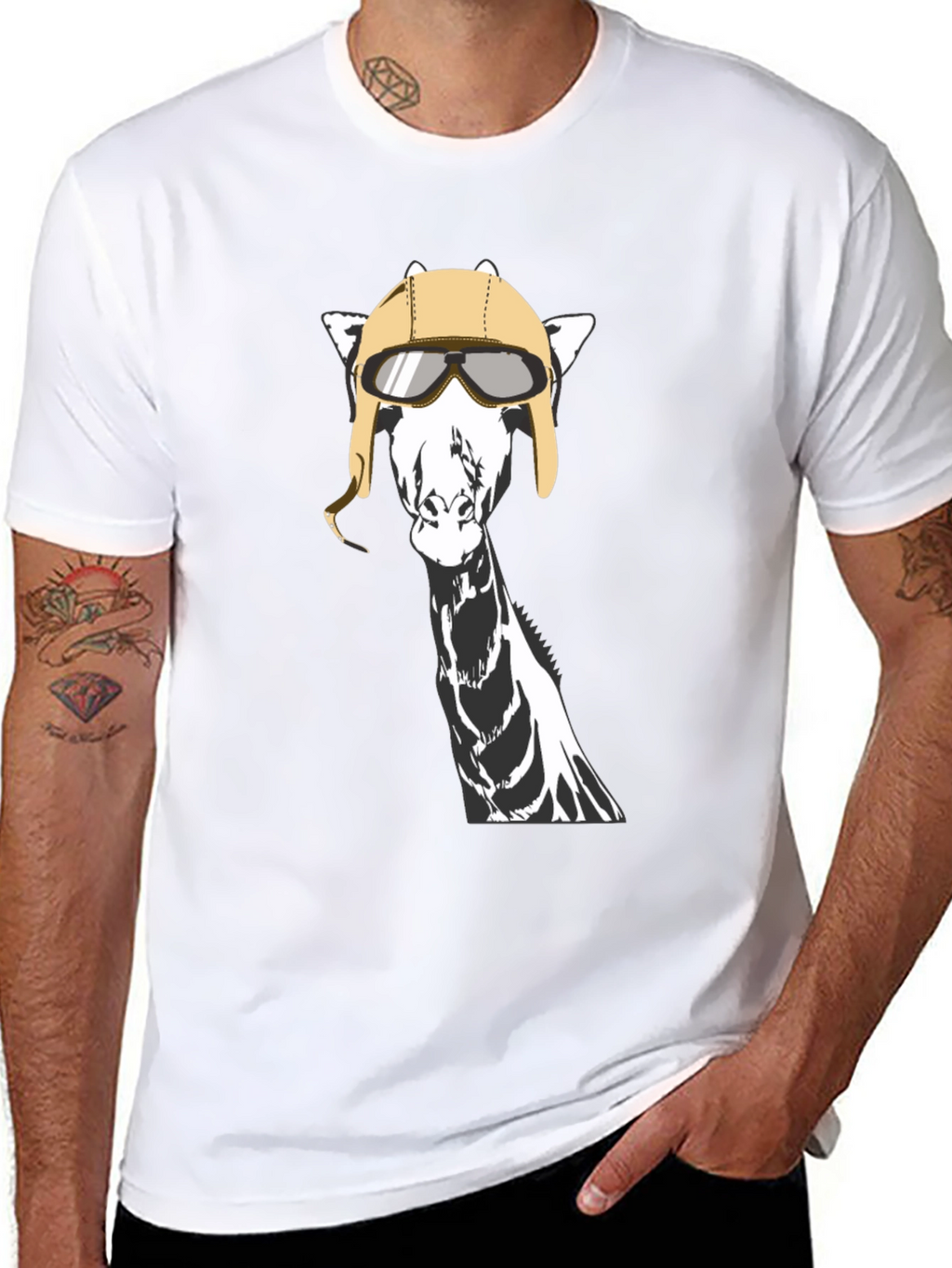 Giraffe Aviator T-Shirt - Unique Graphic Tee