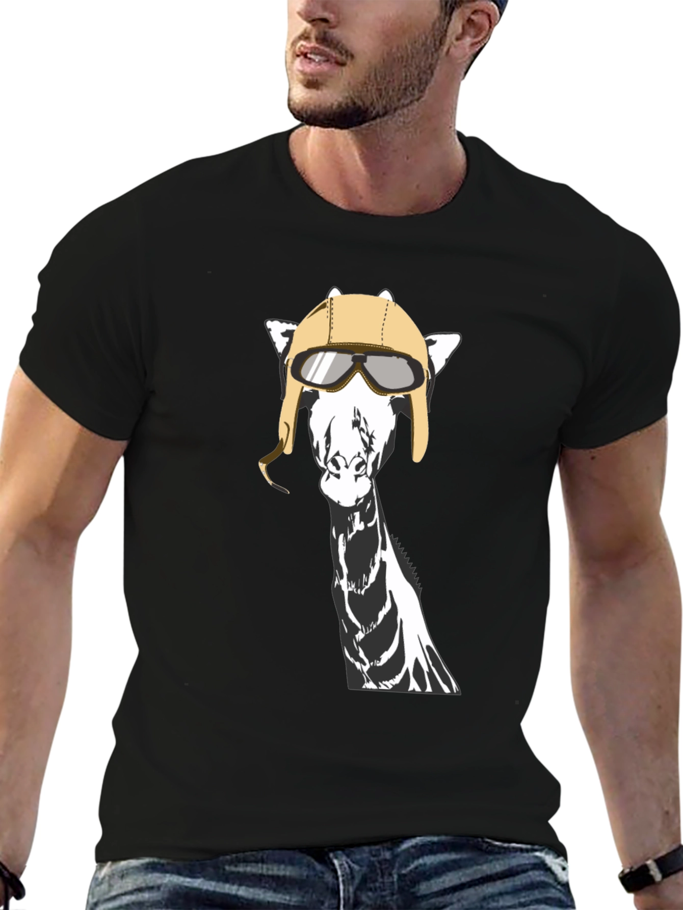 Giraffe Aviator T-Shirt - Unique Graphic Tee