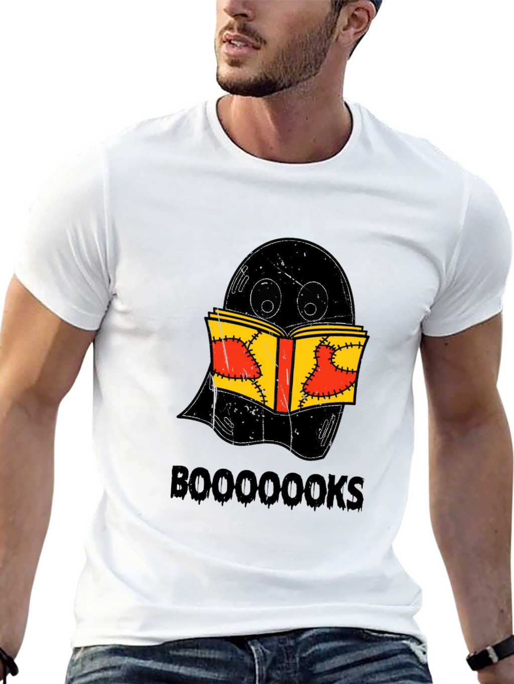 Booooks Ghost Reading Book Halloween T-Shirt