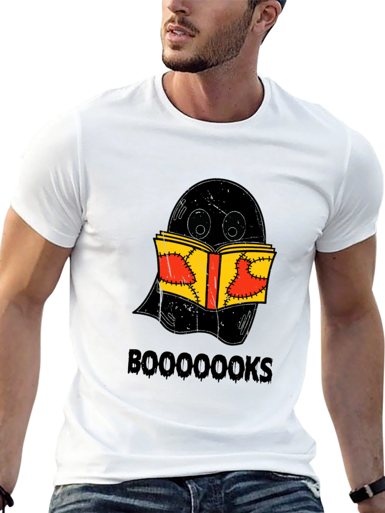 Booooks Ghost Reading Book Halloween T-Shirt
