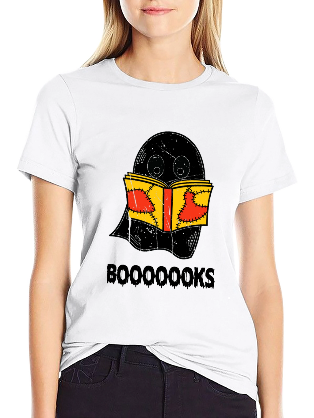 Booooks Ghost Reading Book Halloween T-Shirt