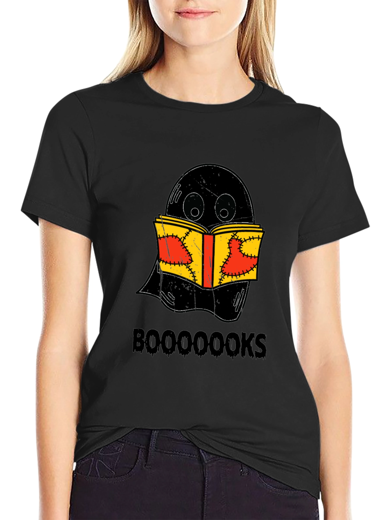 Booooks Ghost Reading Book Halloween T-Shirt