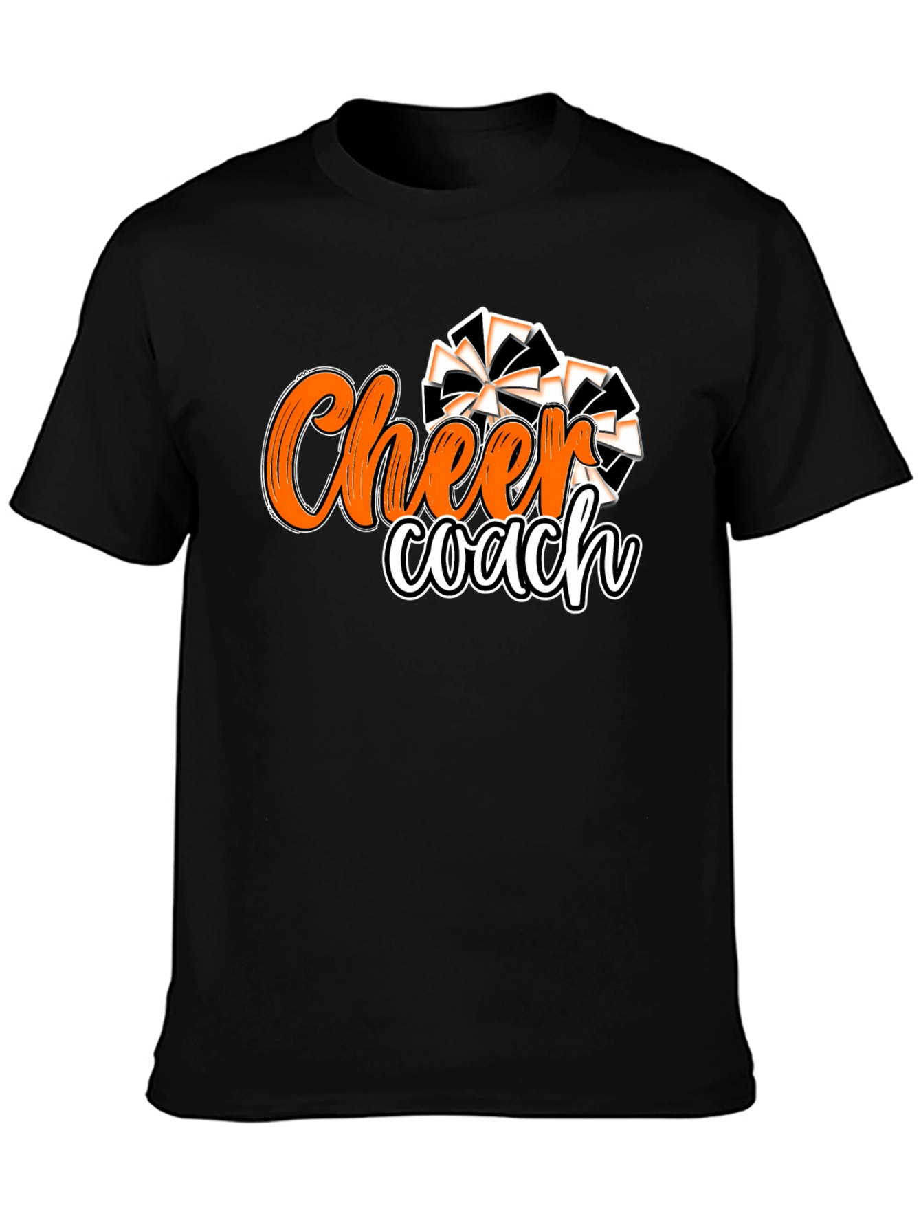 Cheer Coach T-Shirt Black Orange Spirit Wear