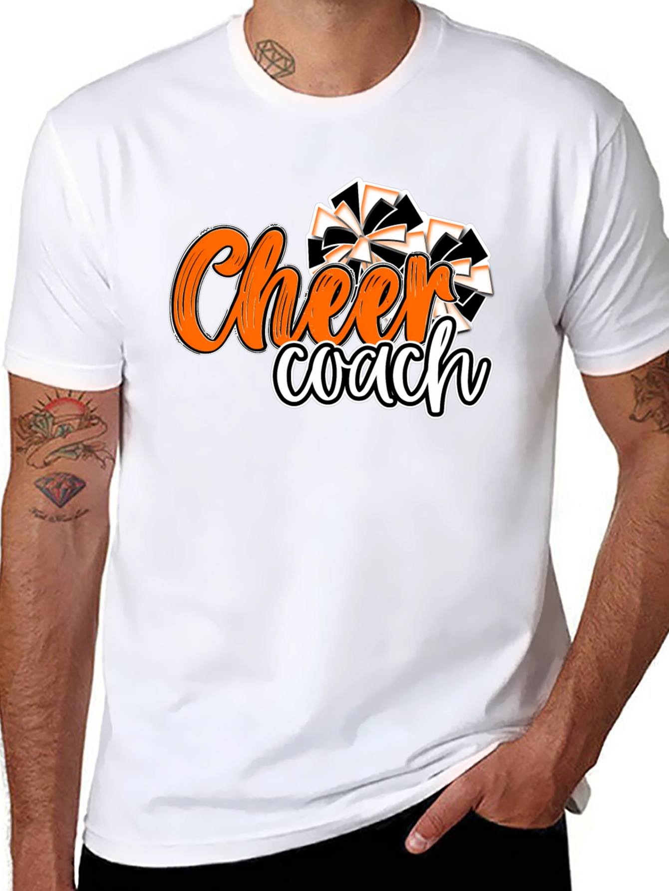 Cheer Coach T-Shirt Black Orange Spirit Wear