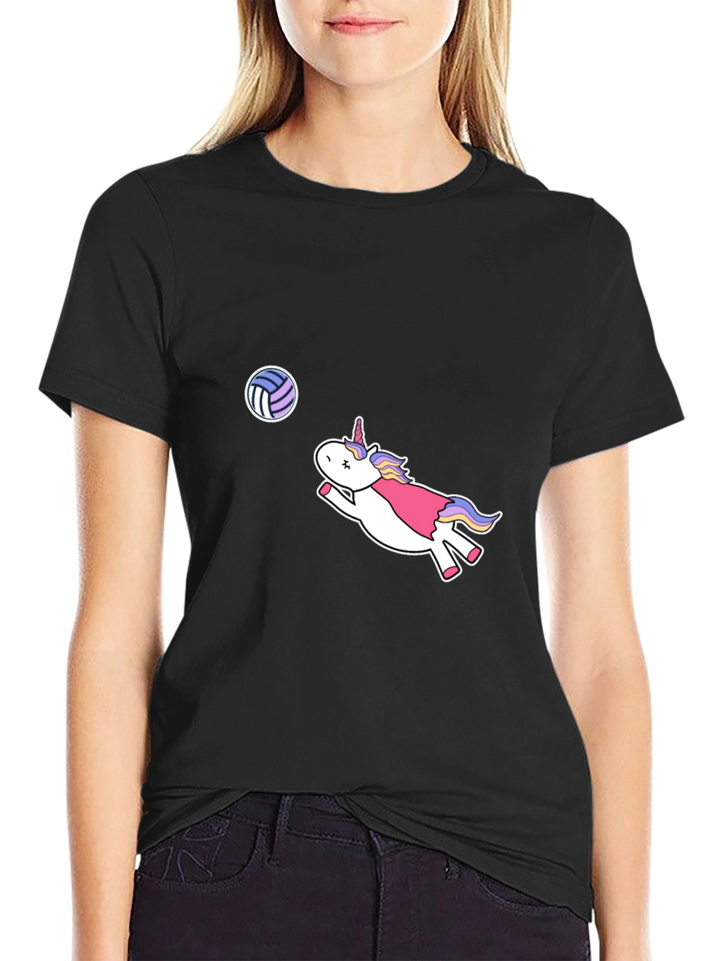 Unicorn Volleyball Black T-Shirt
