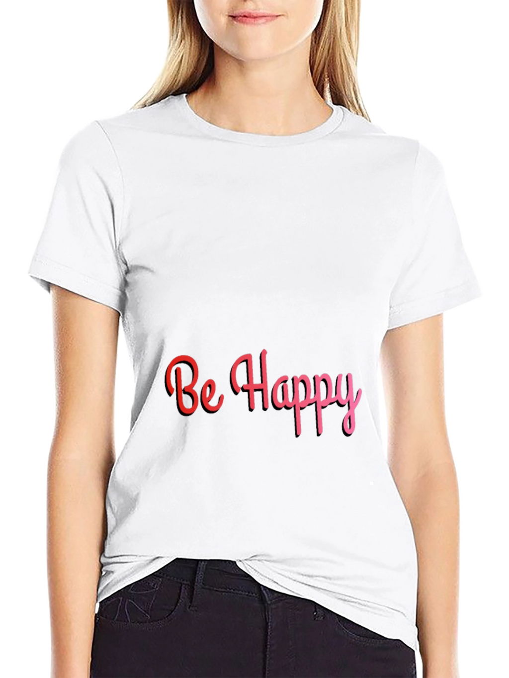 Be Happy Tee: Stylish Black T-Shirt with Positive Message