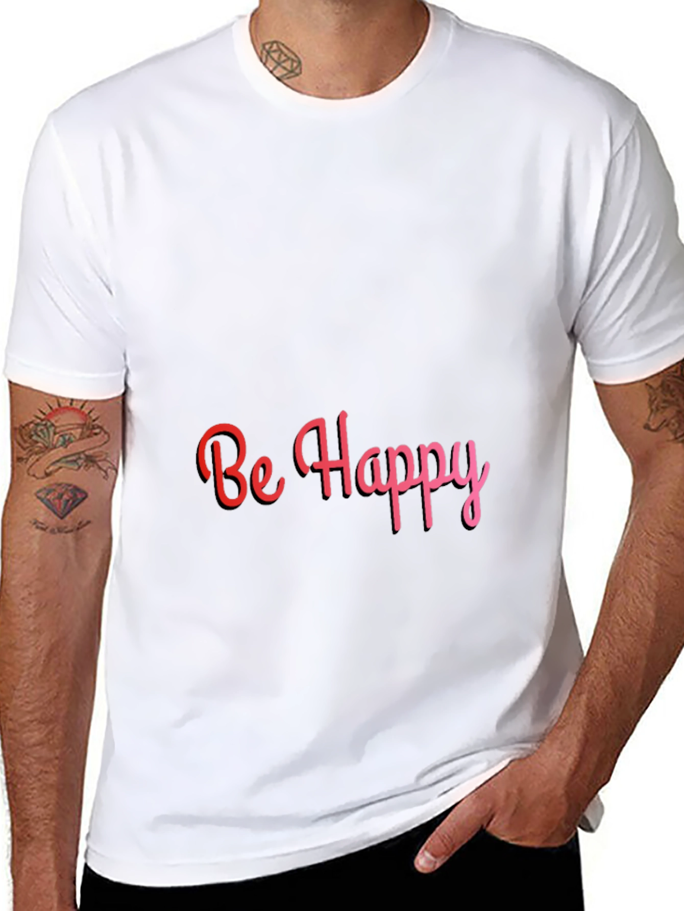Be Happy Tee: Stylish Black T-Shirt with Positive Message