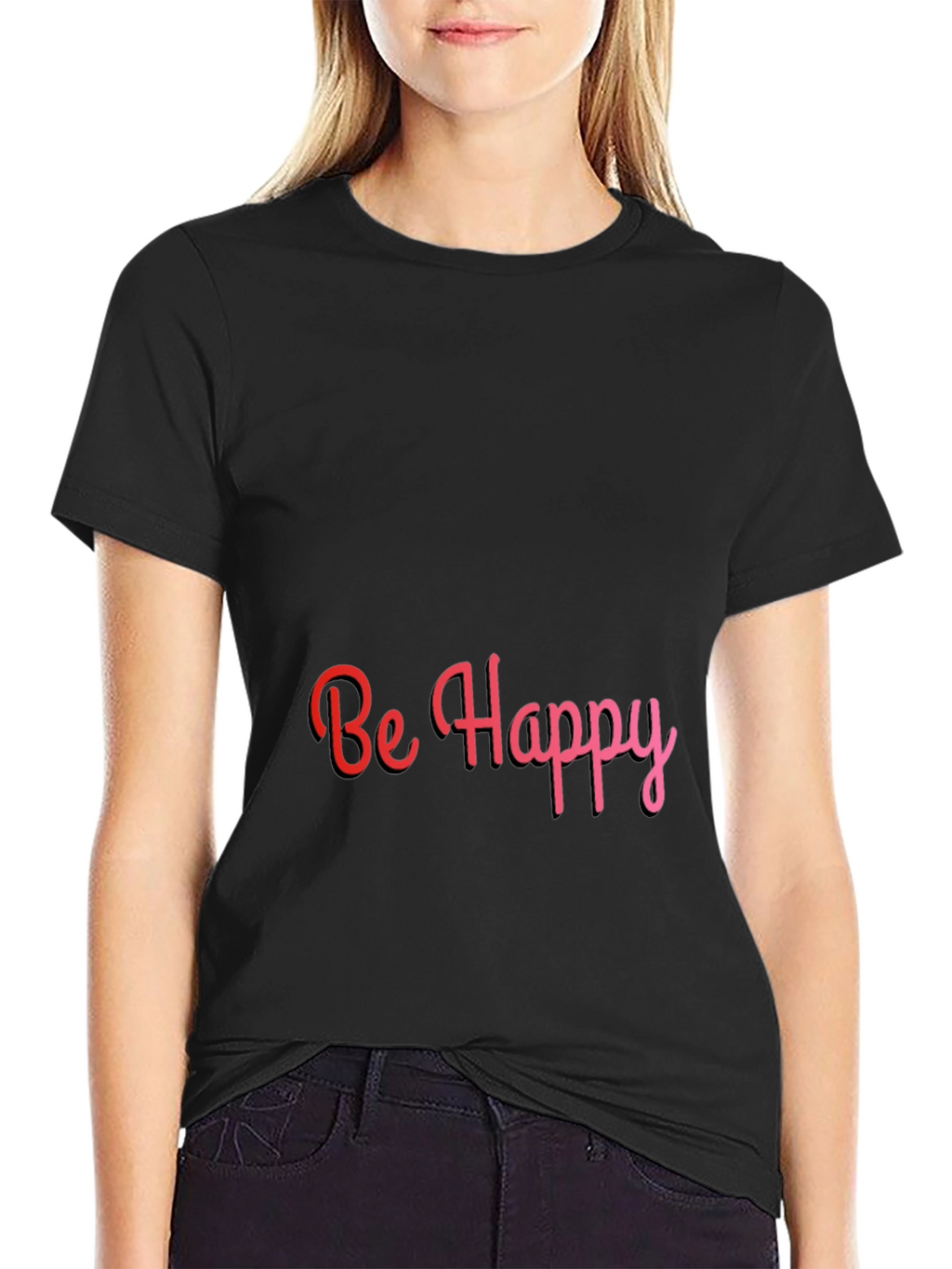Be Happy Tee: Stylish Black T-Shirt with Positive Message