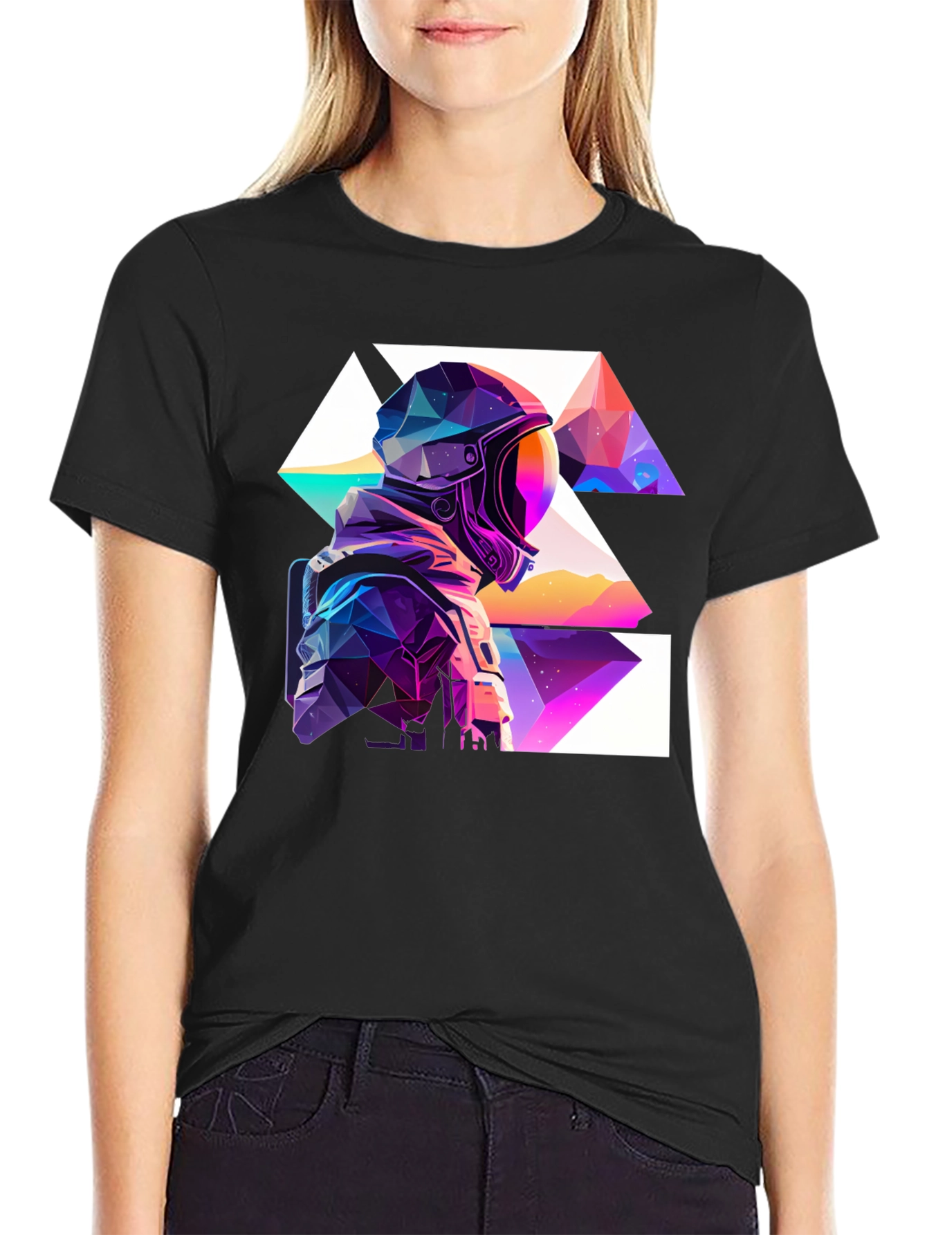 Geometric Astronaut Black T-Shirt