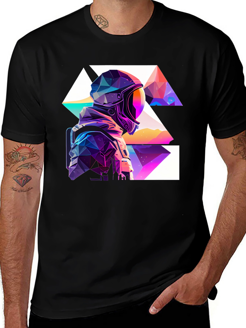 Geometric Astronaut Black T-Shirt