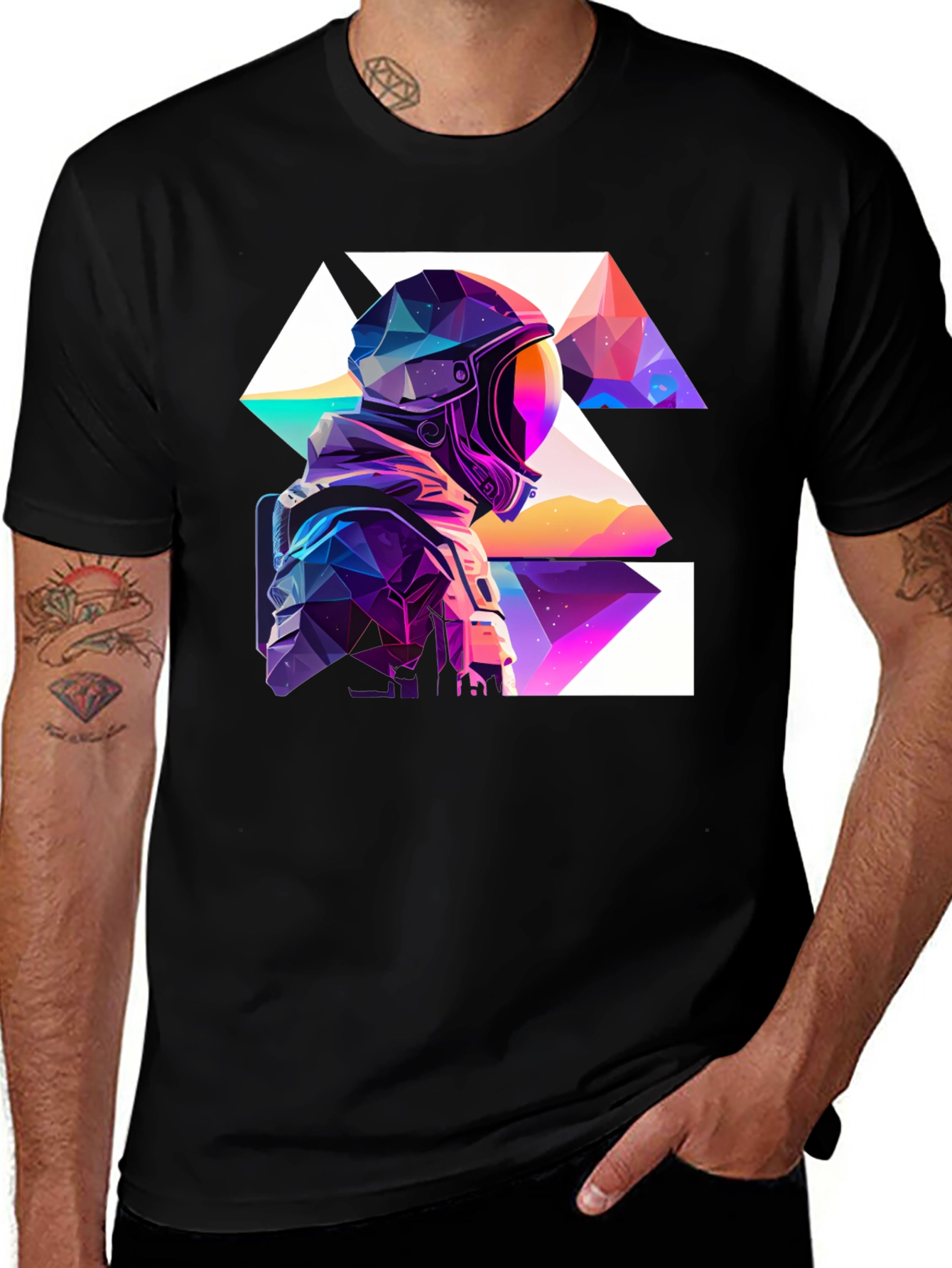 Geometric Astronaut Black T-Shirt