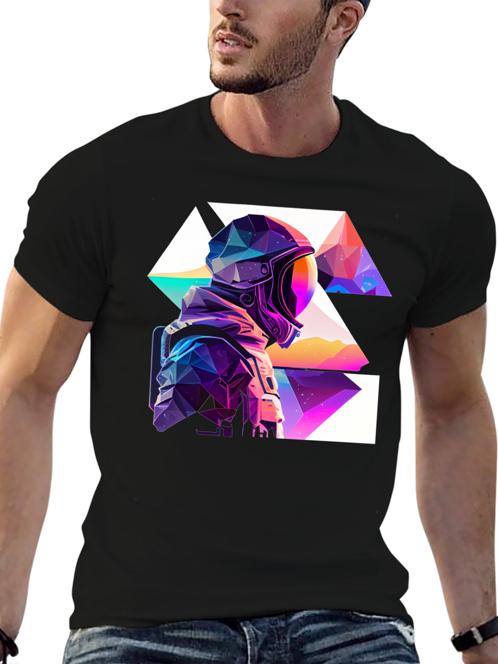 Geometric Astronaut Black T-Shirt