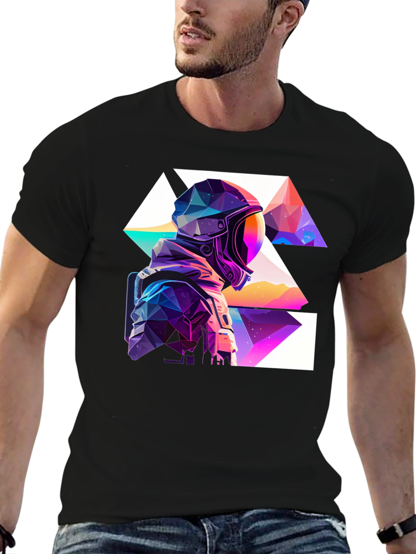 Geometric Astronaut Black T-Shirt