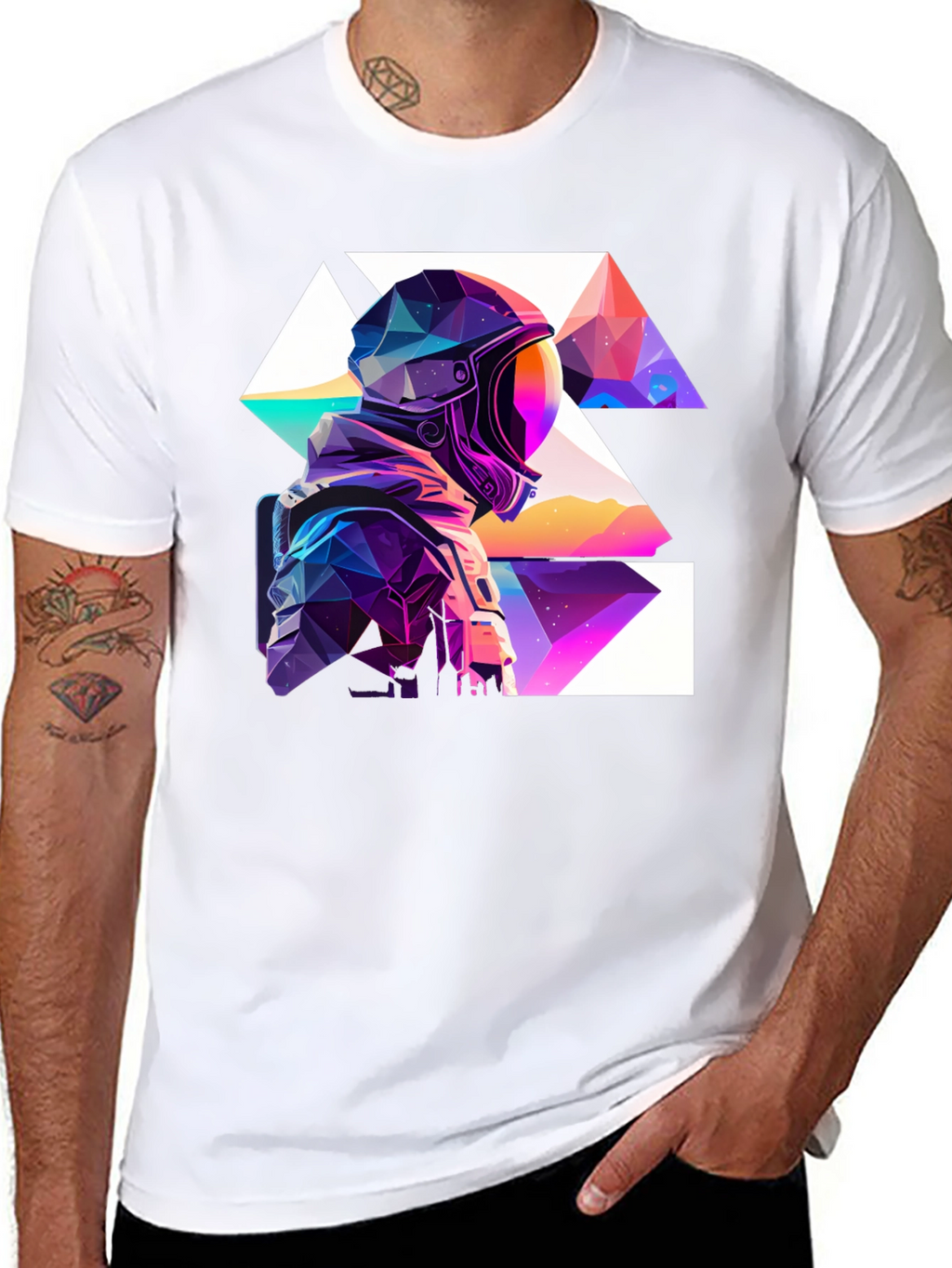Geometric Astronaut Black T-Shirt