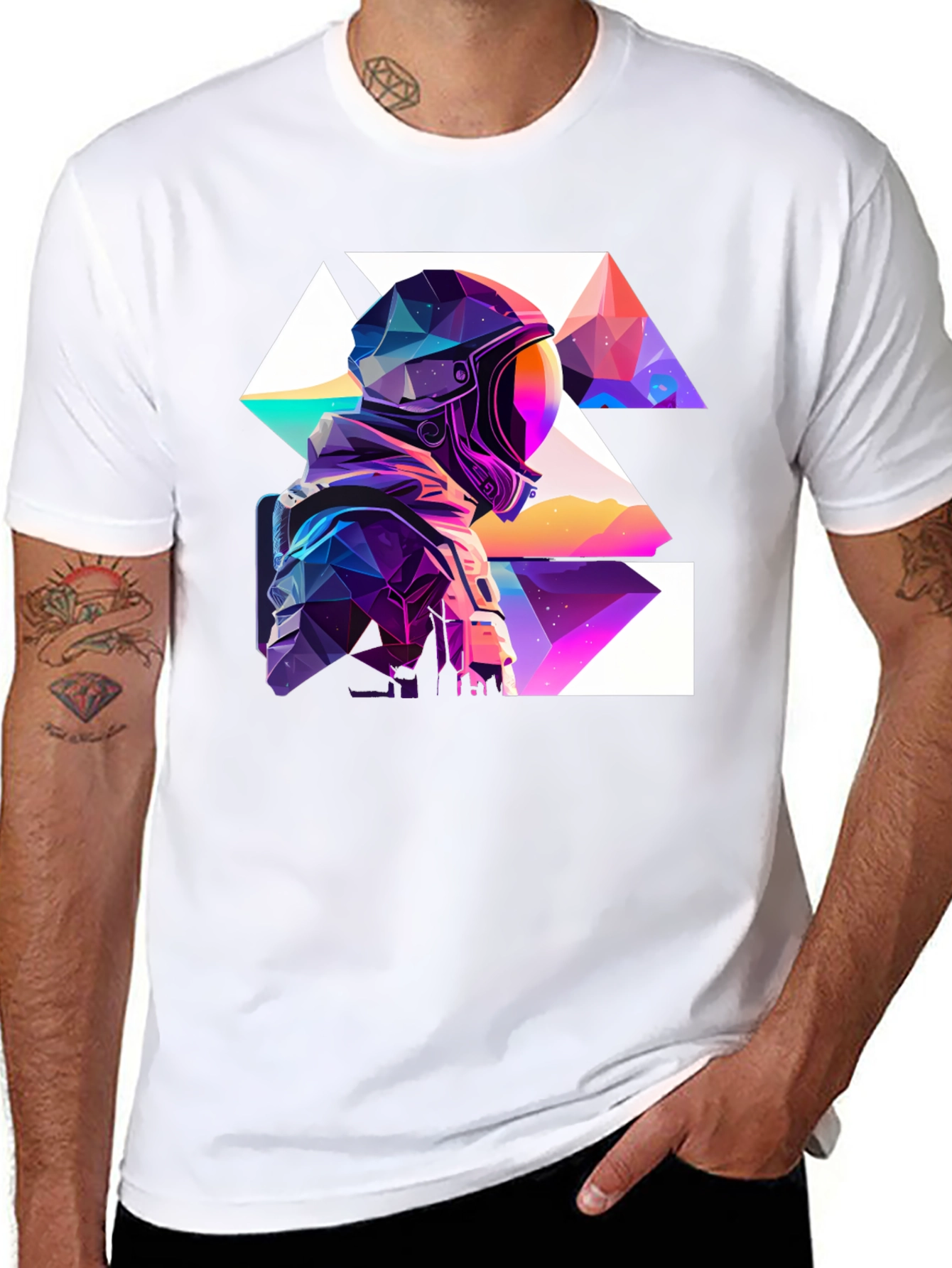 Geometric Astronaut Black T-Shirt