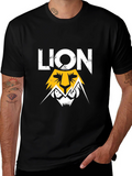 Lion Graphic Print Black T-Shirt