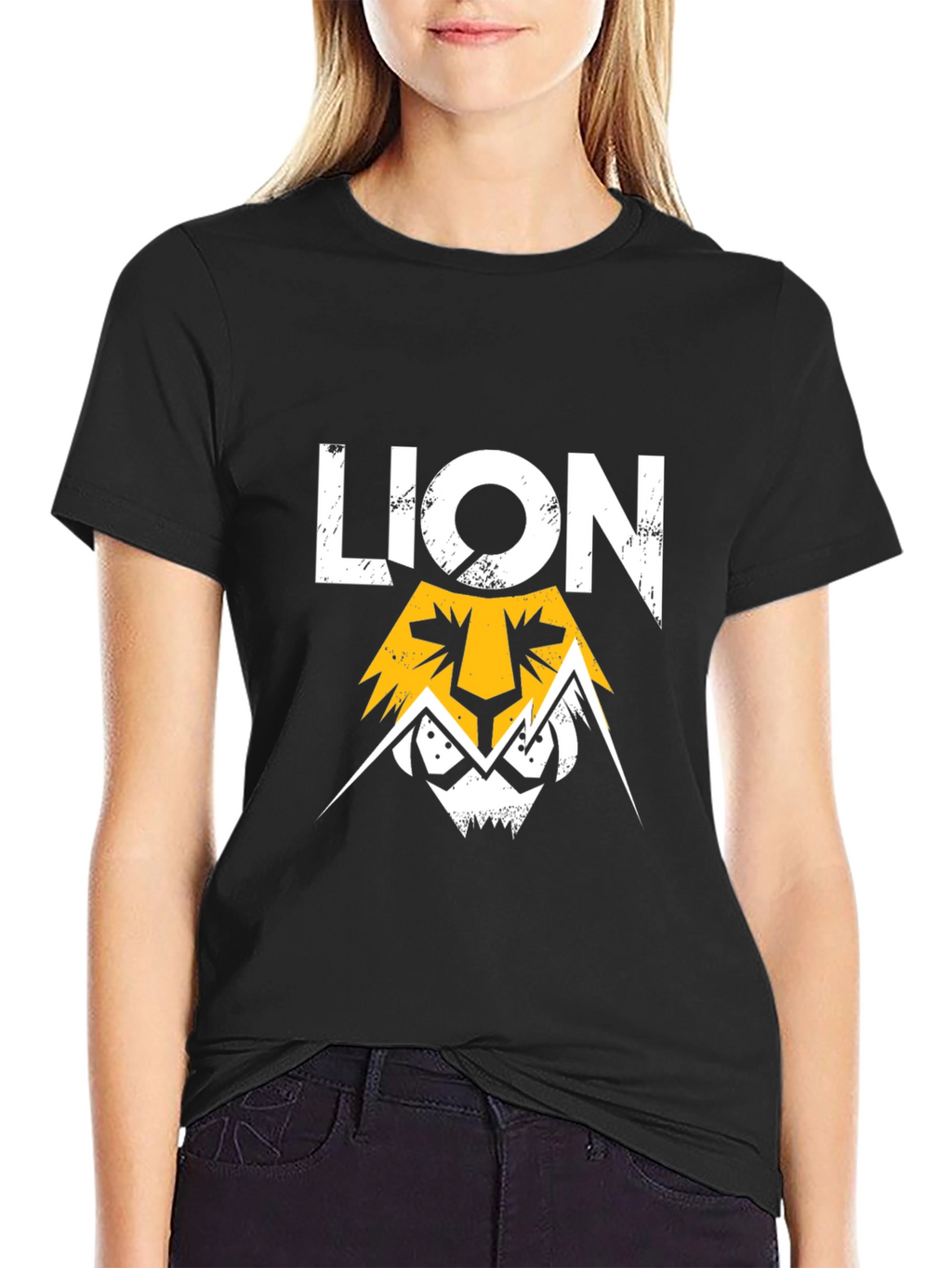 Lion Graphic Print Black T-Shirt