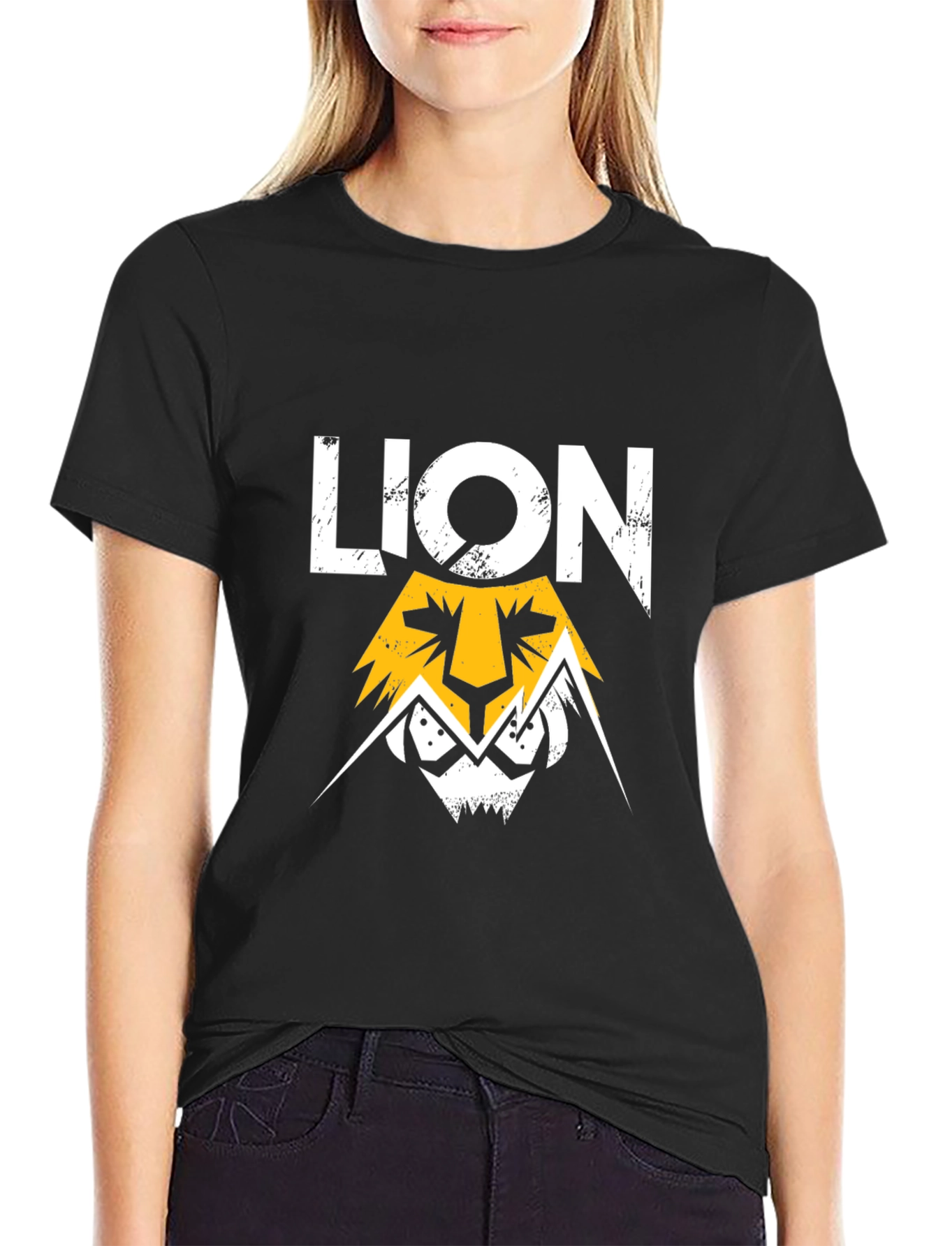 Lion Graphic Print Black T-Shirt