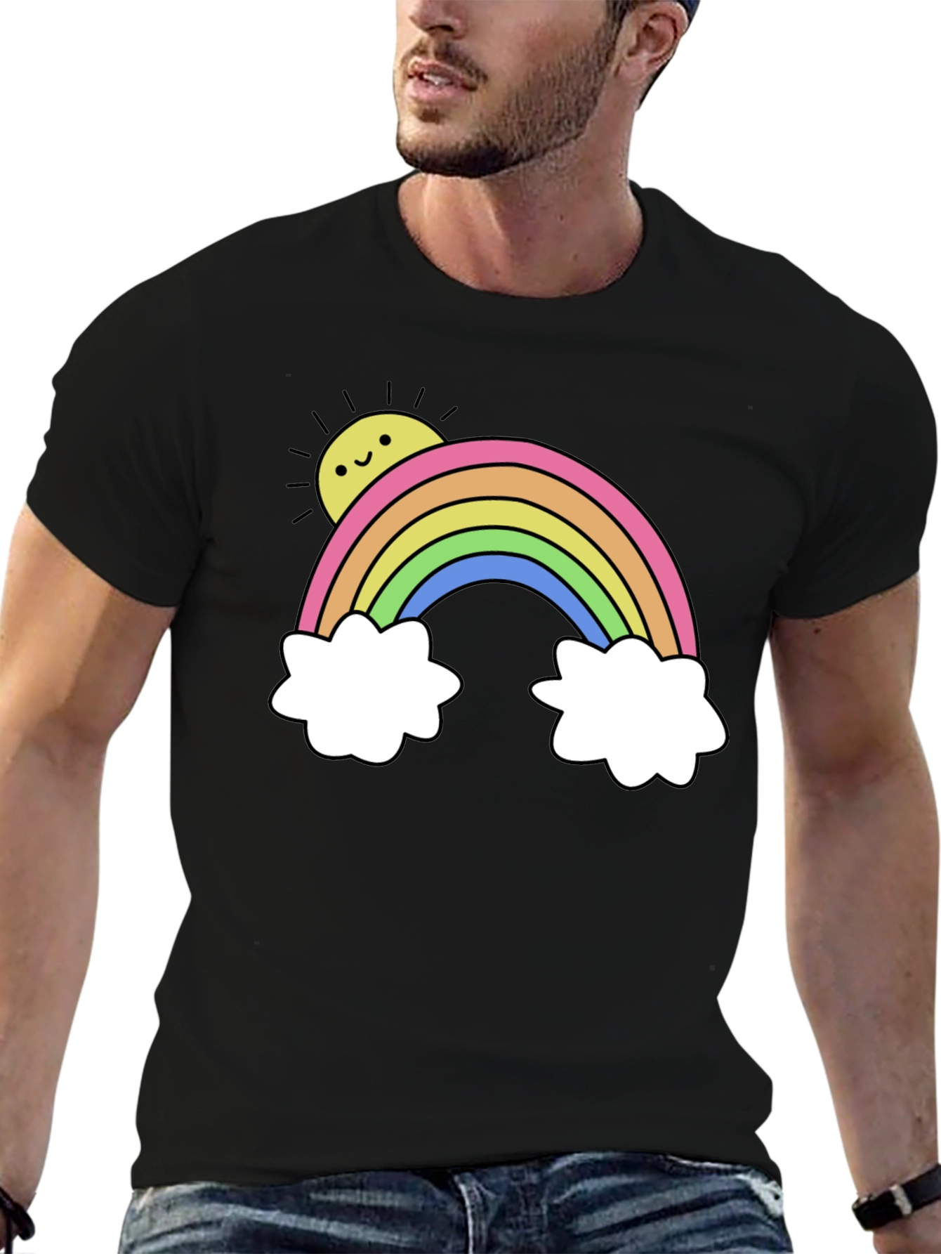 Rainbow & Sun Graphic Tee - Black