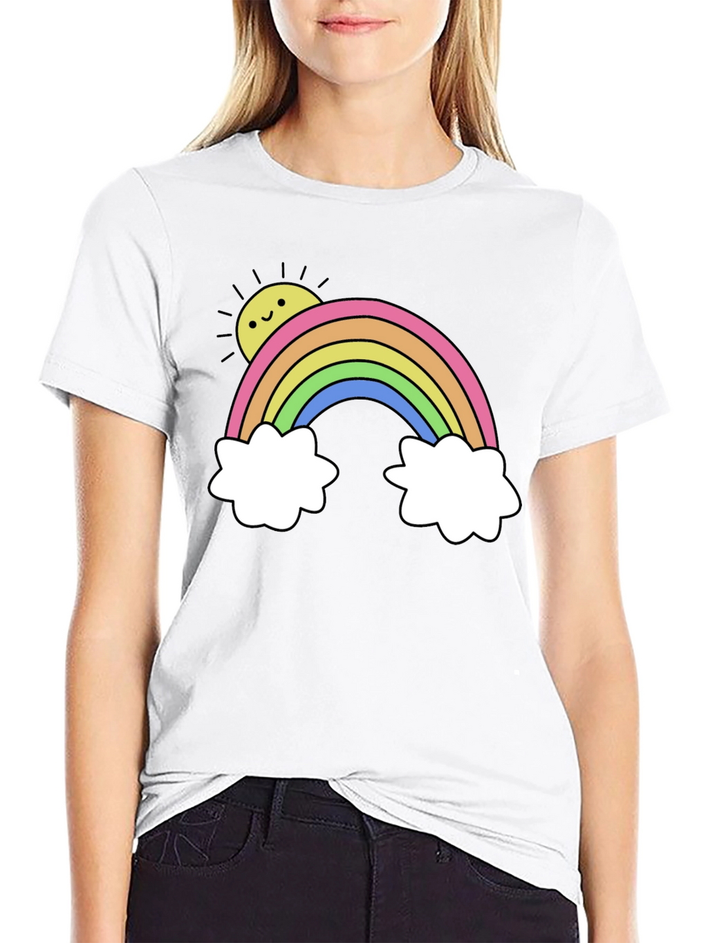 Rainbow & Sun Graphic Tee - Black