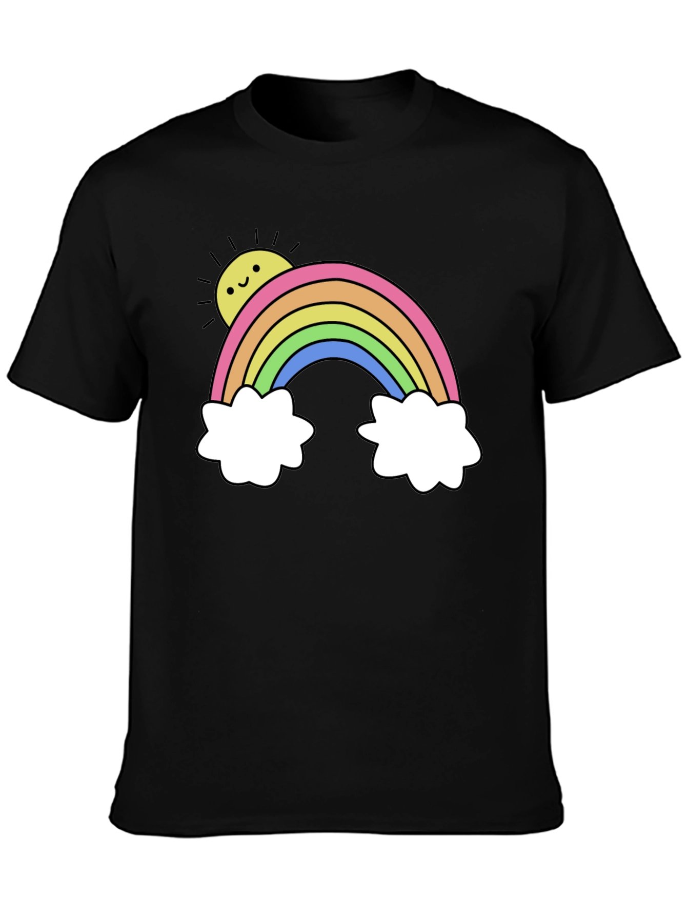 Rainbow & Sun Graphic Tee - Black