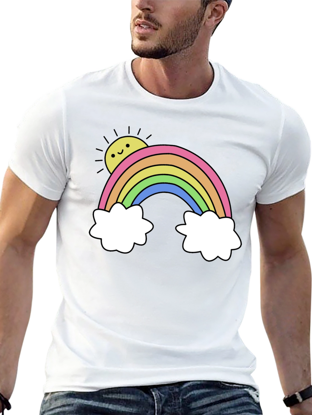 Rainbow & Sun Graphic Tee - Black
