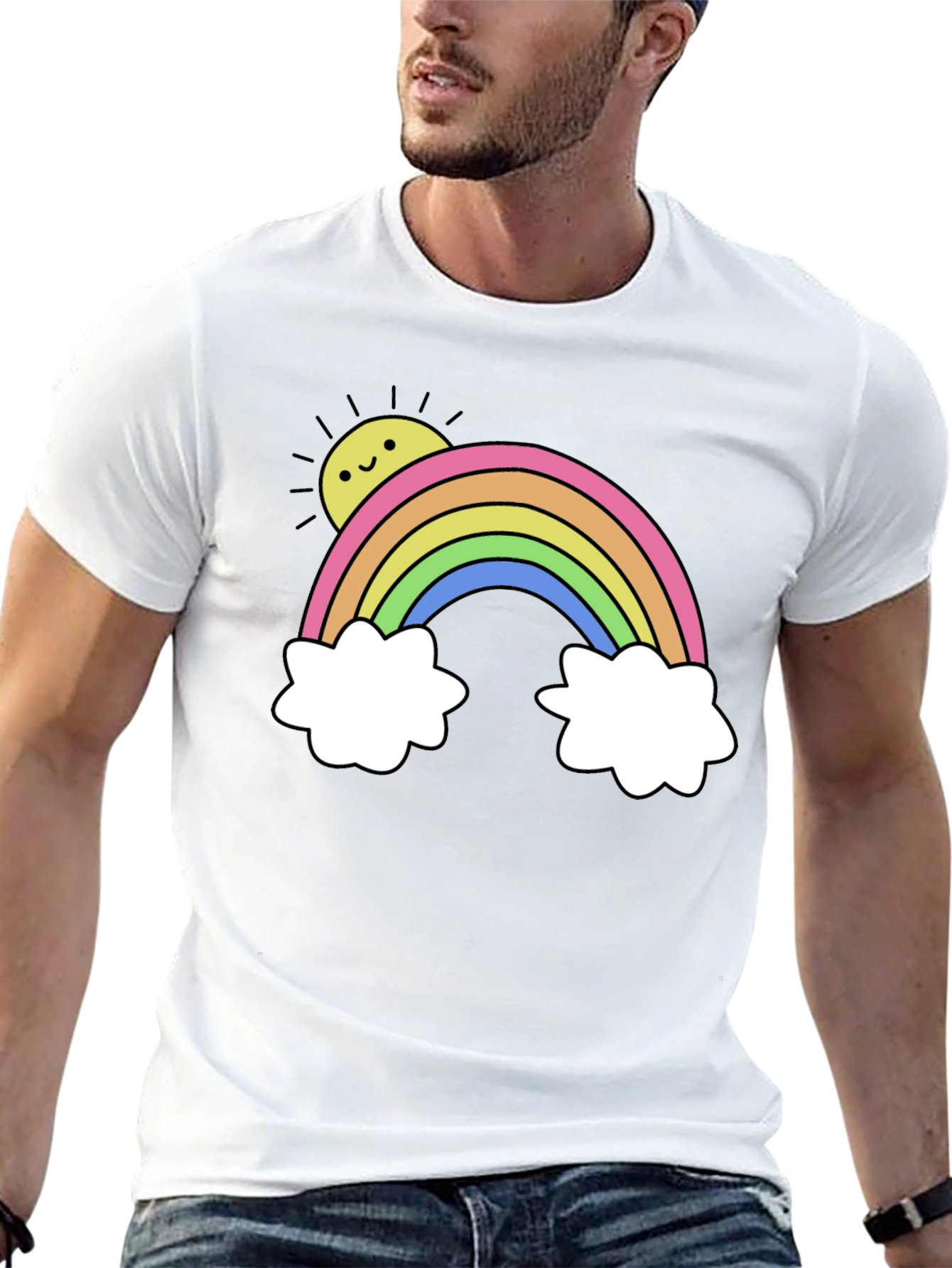 Rainbow & Sun Graphic Tee - Black
