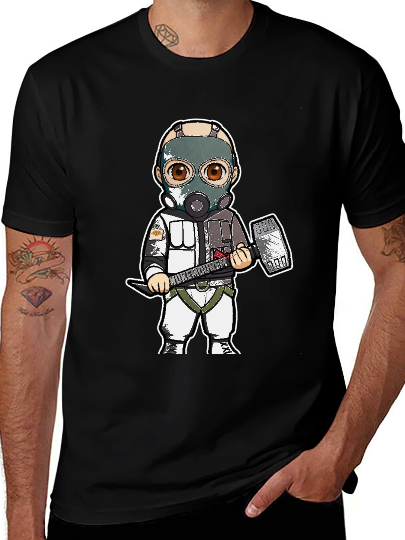Rukemduker Cartoon Graphic Tee - Black