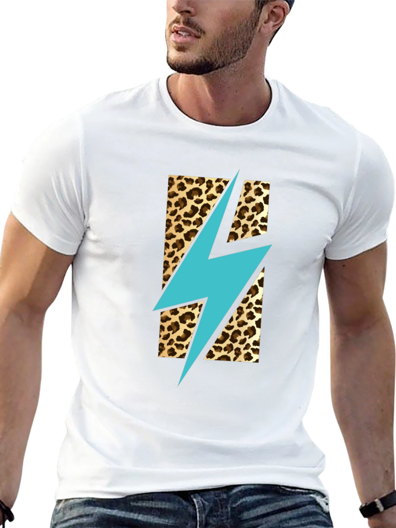 Leopard Lightning Bolt T-Shirt - Stylish Graphic Tee