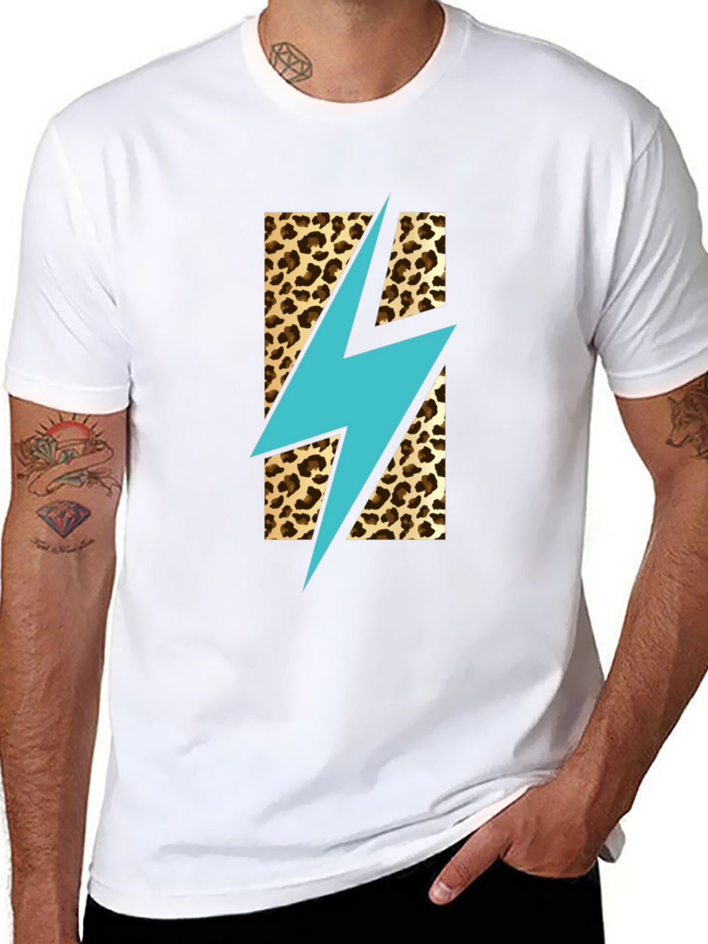 Leopard Lightning Bolt T-Shirt - Stylish Graphic Tee