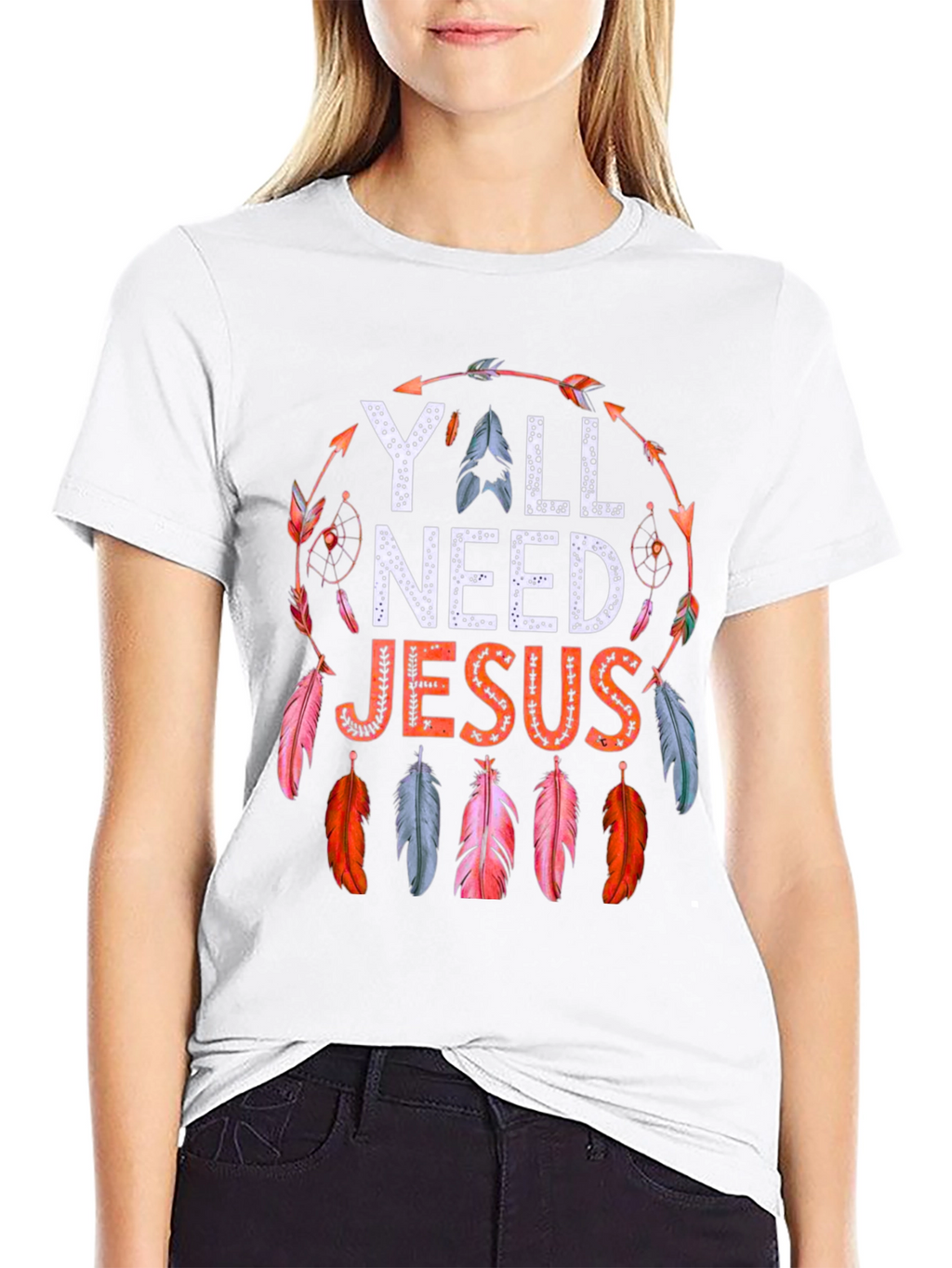 Yall Need Jesus Feather Graphic Tee