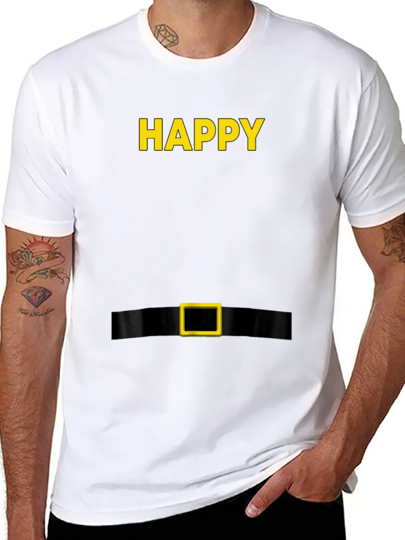 Happy Elf Costume T-Shirt - Black Holiday Tee