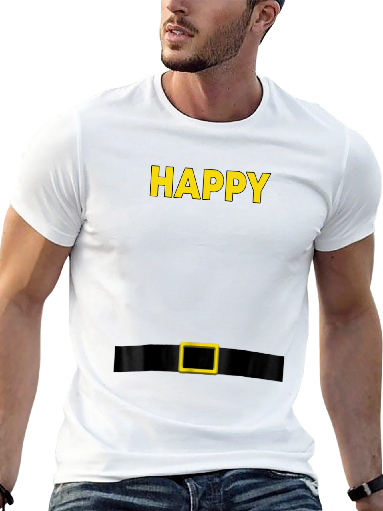 Happy Elf Costume T-Shirt - Black Holiday Tee