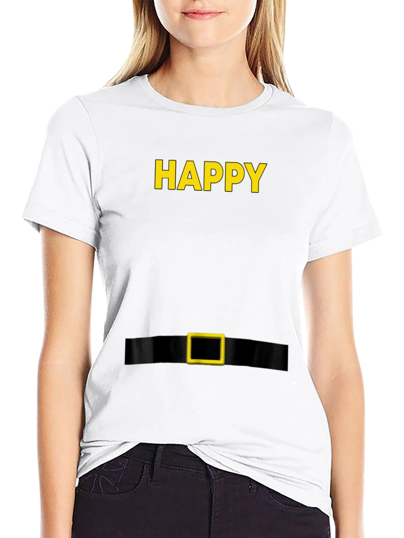 Happy Elf Costume T-Shirt - Black Holiday Tee