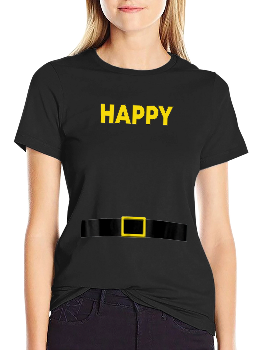 Happy Elf Costume T-Shirt - Black Holiday Tee