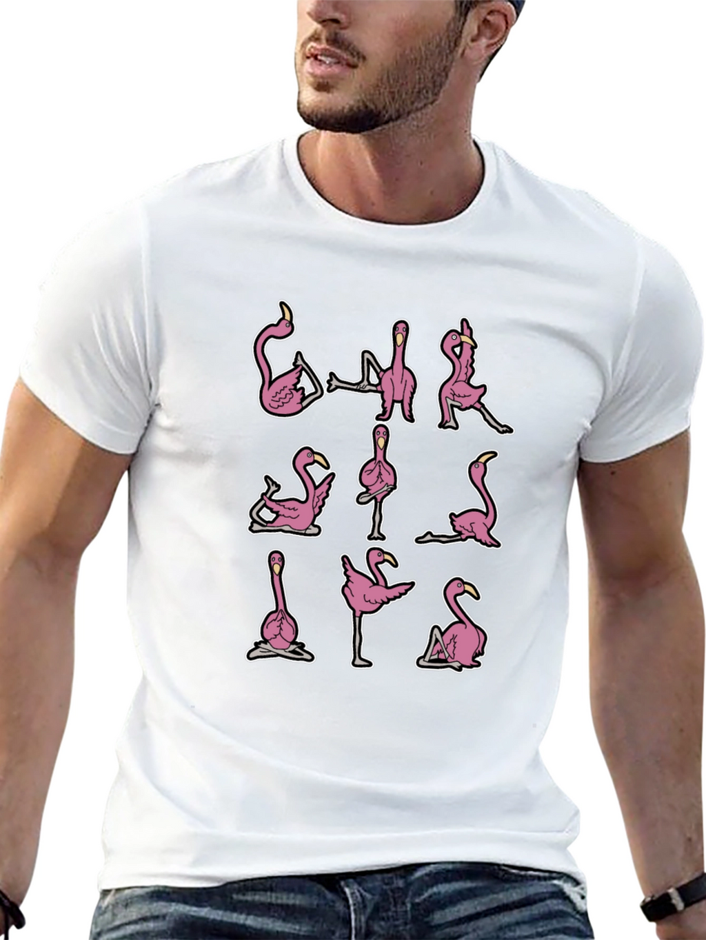 Yoga Flamingo Black Graphic Tee