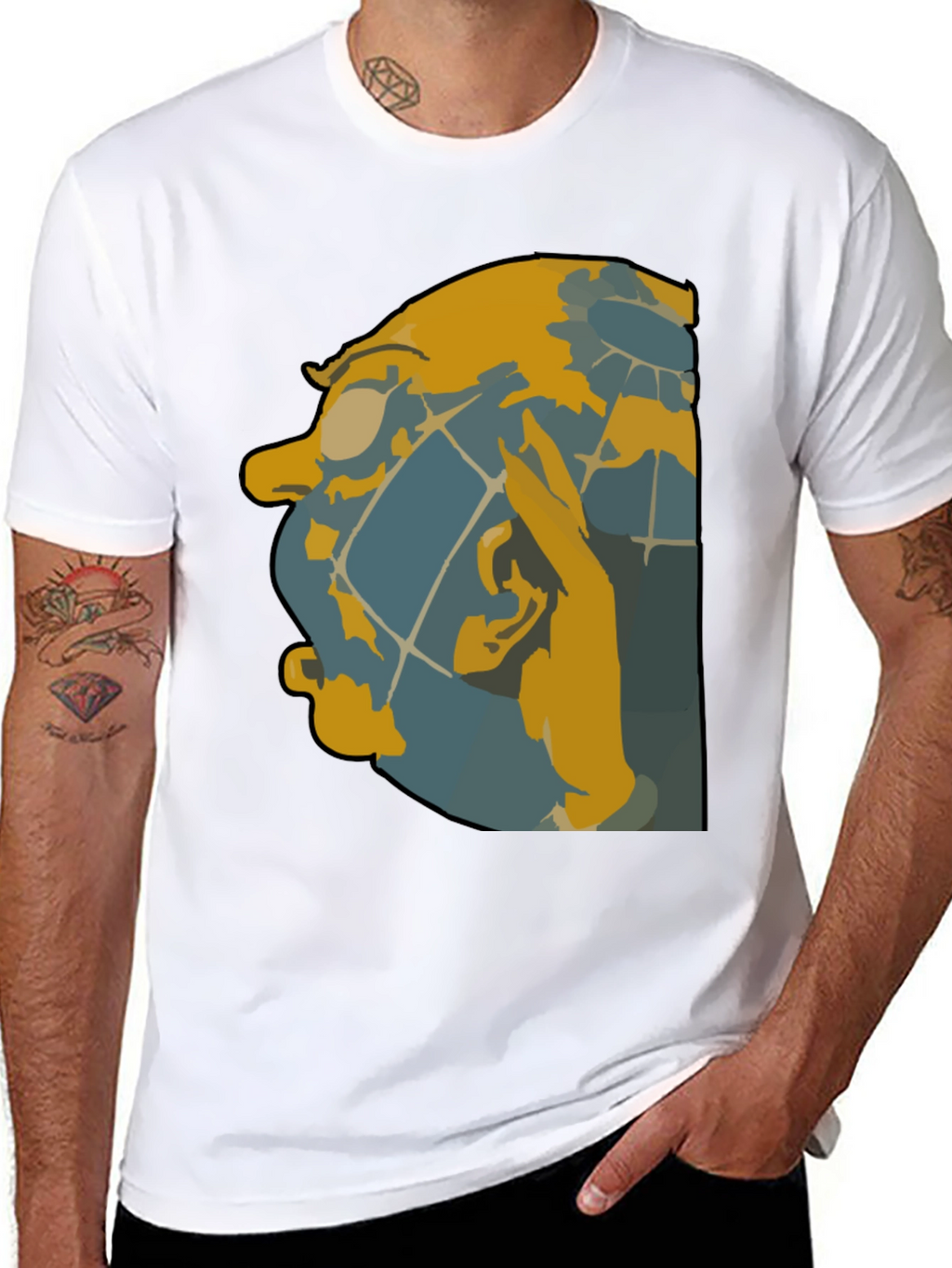 Unique Graphic Tee - Abstract Face Design
