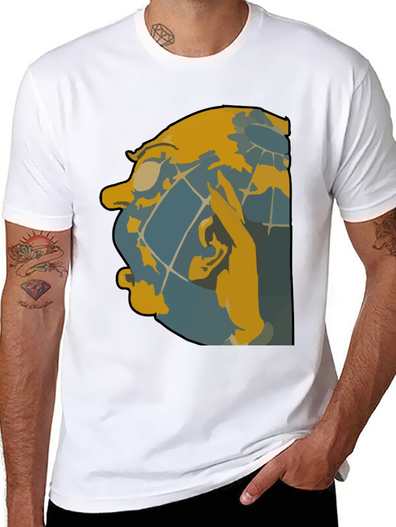 Unique Graphic Tee - Abstract Face Design
