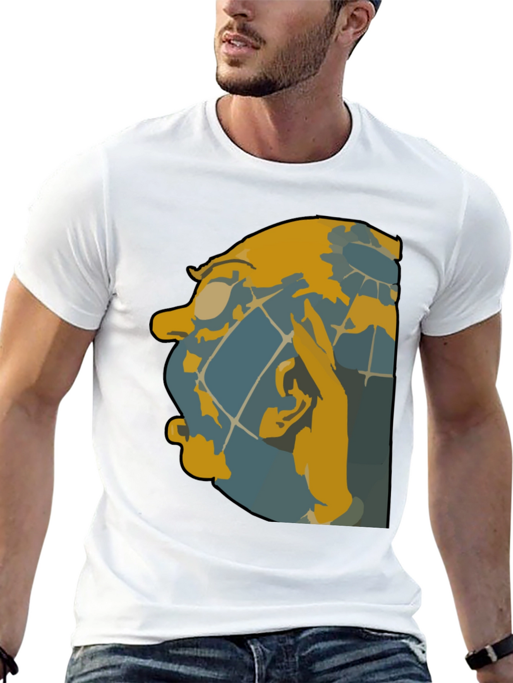 Unique Graphic Tee - Abstract Face Design
