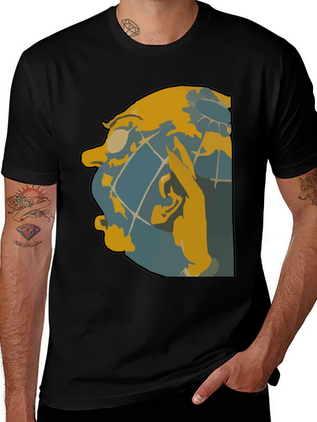 Unique Graphic Tee - Abstract Face Design