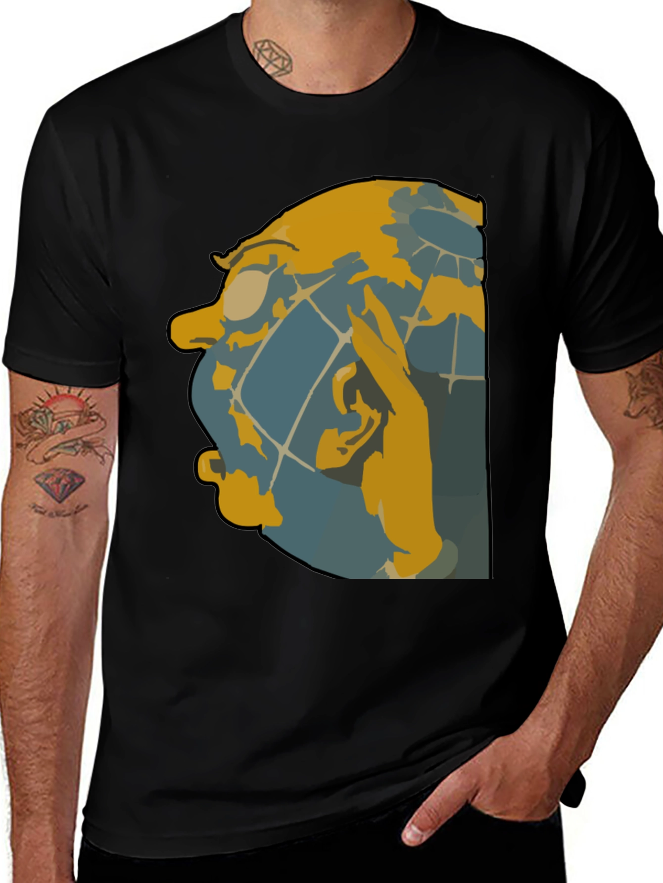 Unique Graphic Tee - Abstract Face Design