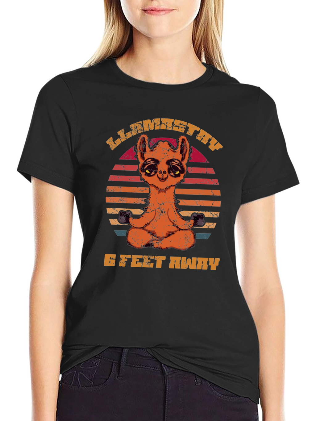 Llamastay 6 Feet Away Funny T-Shirt