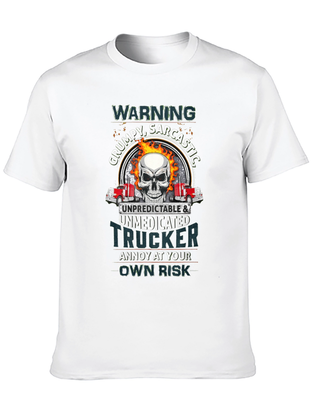 Warning Grumpy Trucker Skull T-Shirt