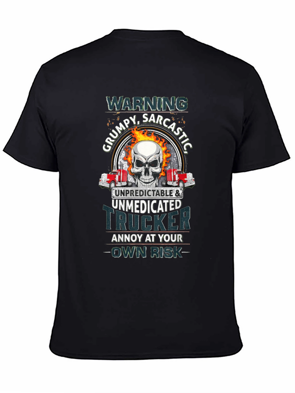 Warning Grumpy Trucker Skull T-Shirt