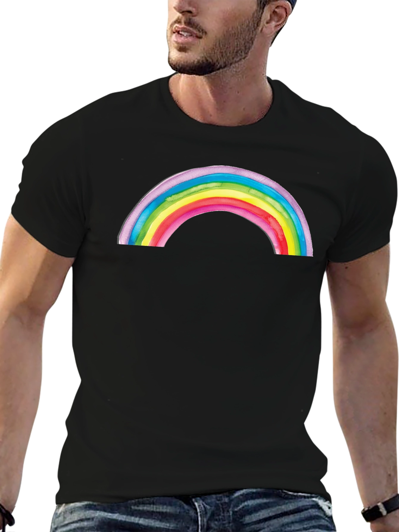 Rainbow Graphic Black T-Shirt