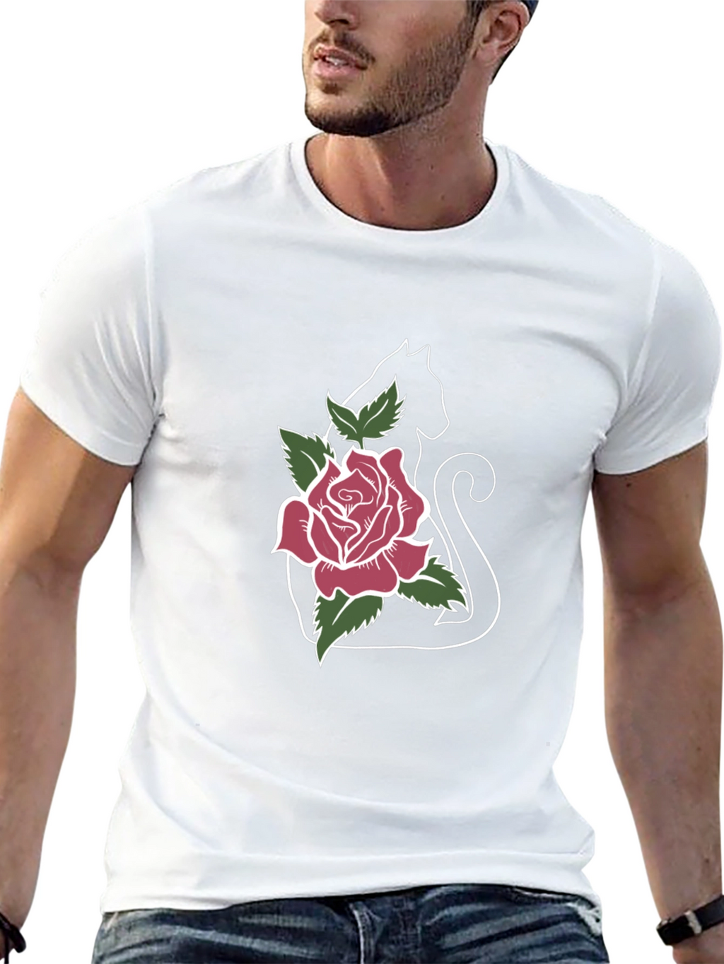 Black Cat Rose T-Shirt